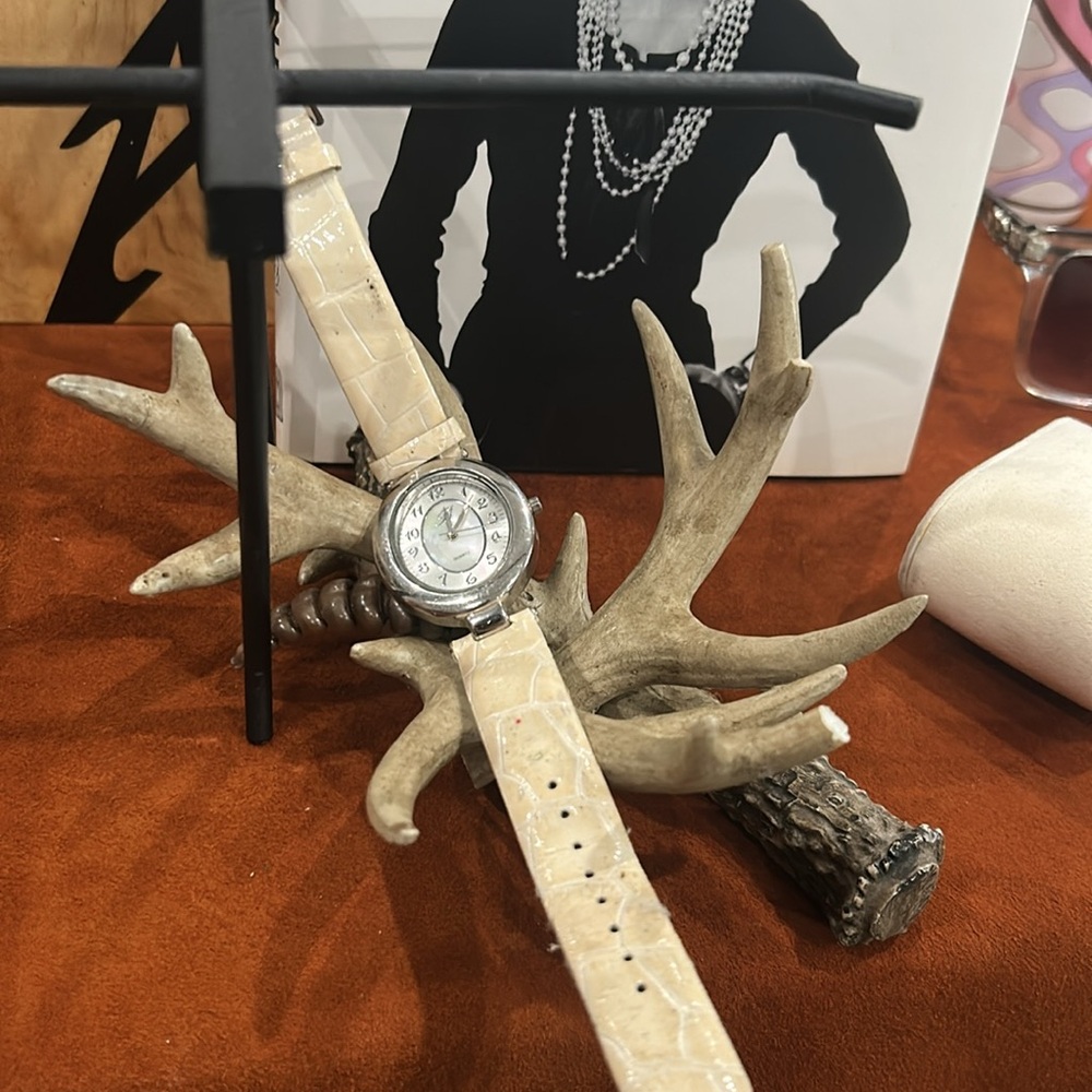 Burgi Elegant Silver and Cream Watch